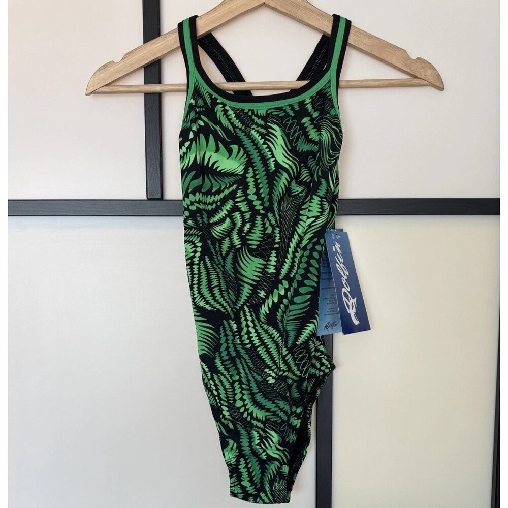 Dolfin Women’s Swimsuit Size 28 Green One Piece Bathing Suit Surfing‎ Lifeguard
